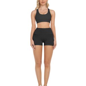 ATHVOTAR Spandex Biker Yoga Shorts Women, 3'' / 5'' / 10'' High Waisted Booty Workout Shorts(3" Black,M)