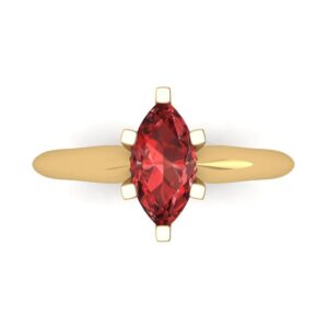 clara pucci 0.9ct marquise cut solitaire crimson deep red garnet bridal designer wedding art deco anniversary ring 14k yellow gold