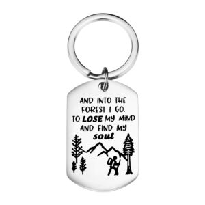 Wanderlust Keychain And Into The Forest I Go to Lose My Mind and Find My Soul Nature Lover Gift (into the forest)