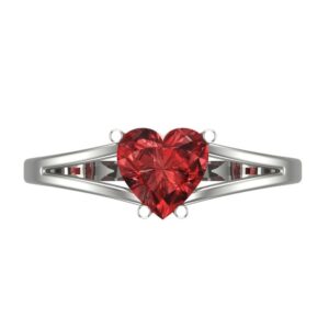 clara pucci 1.45ct heart cut solitaire split shank natural scarlet red garnet 4-prong classic statement ring 14k white gold for women