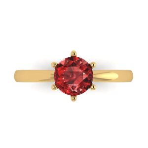 Clara Pucci 1.0 ct Round Cut Solitaire Natural Garnet Bridal Designer Anniversary Engagement Ring in 14k yellow Gold