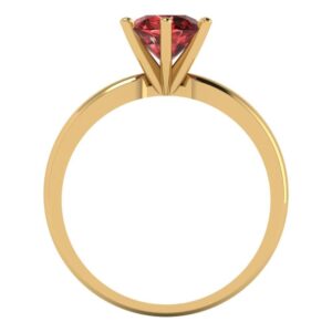 Clara Pucci 1.0 ct Round Cut Solitaire Natural Garnet Bridal Designer Anniversary Engagement Ring in 14k yellow Gold