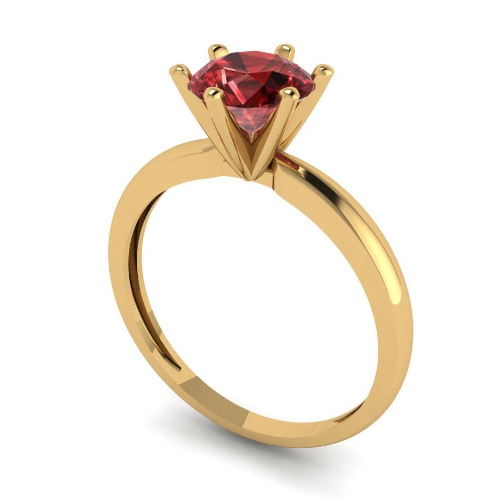 Clara Pucci 1.0 ct Round Cut Solitaire Natural Garnet Bridal Designer Anniversary Engagement Ring in 14k yellow Gold