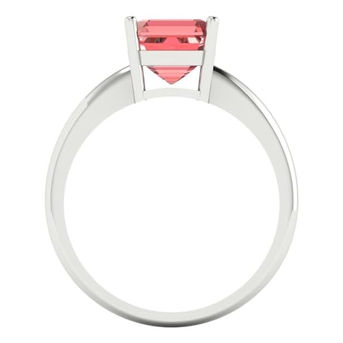 Clara Pucci 2.0 ct Asscher Cut Solitaire Natural Garnet Bridal Designer Anniversary Engagement Ring 14k White Gold