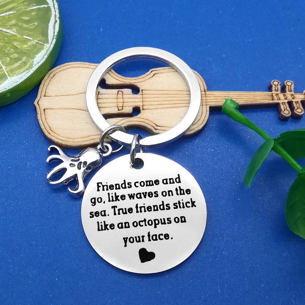 Dabihu Friendship Keychain Best Friend Gift True Friends Stick Like An Octopus On Your Face Keyring Long Distance Friendship Keychain Gift Funny Friendship Gift Graduation Jewelry Gift Classmate Gift