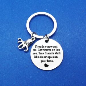 Dabihu Friendship Keychain Best Friend Gift True Friends Stick Like An Octopus On Your Face Keyring Long Distance Friendship Keychain Gift Funny Friendship Gift Graduation Jewelry Gift Classmate Gift