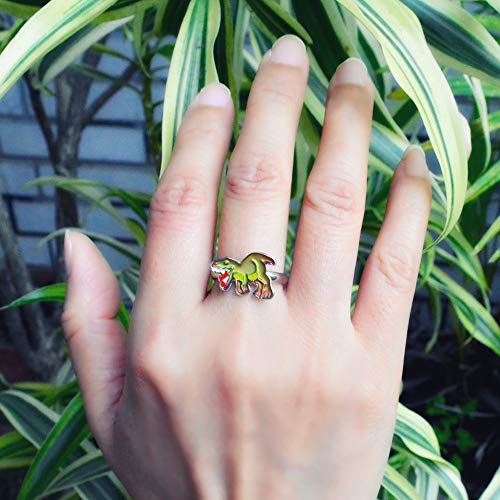 FUN JEWELS Dinosaur Color Change Kids T-Rex Mood Ring Gift for Boys Girls Size Adjustable