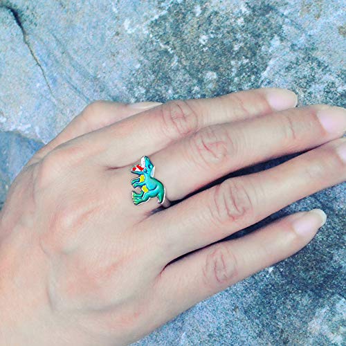 FUN JEWELS Dinosaur Color Change Kids T-Rex Mood Ring Gift for Boys Girls Size Adjustable