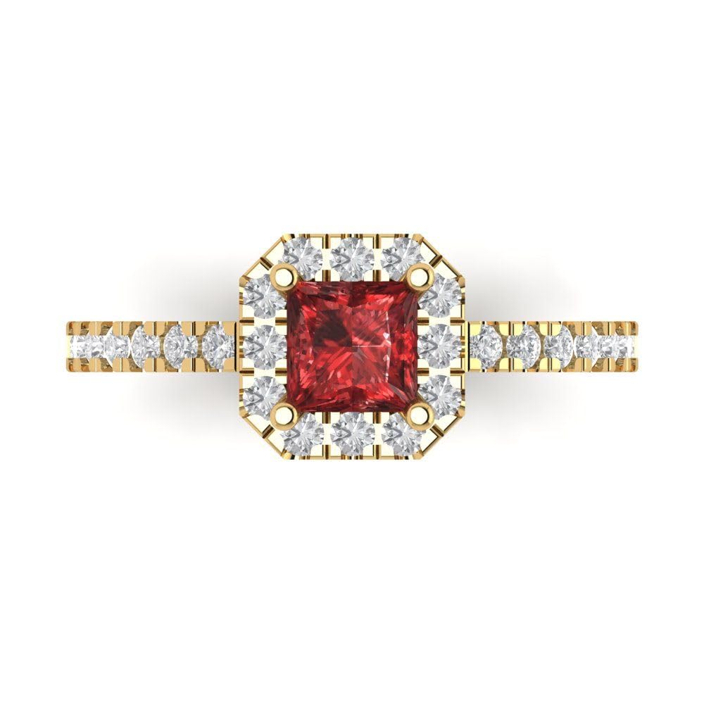 Clara Pucci 1.40 ct Princess Cut Solitaire Natural Garnet Designer Anniversary Bridal Engagement Ring 14k Yellow Gold