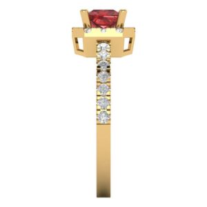 Clara Pucci 1.40 ct Princess Cut Solitaire Natural Garnet Designer Anniversary Bridal Engagement Ring 14k Yellow Gold