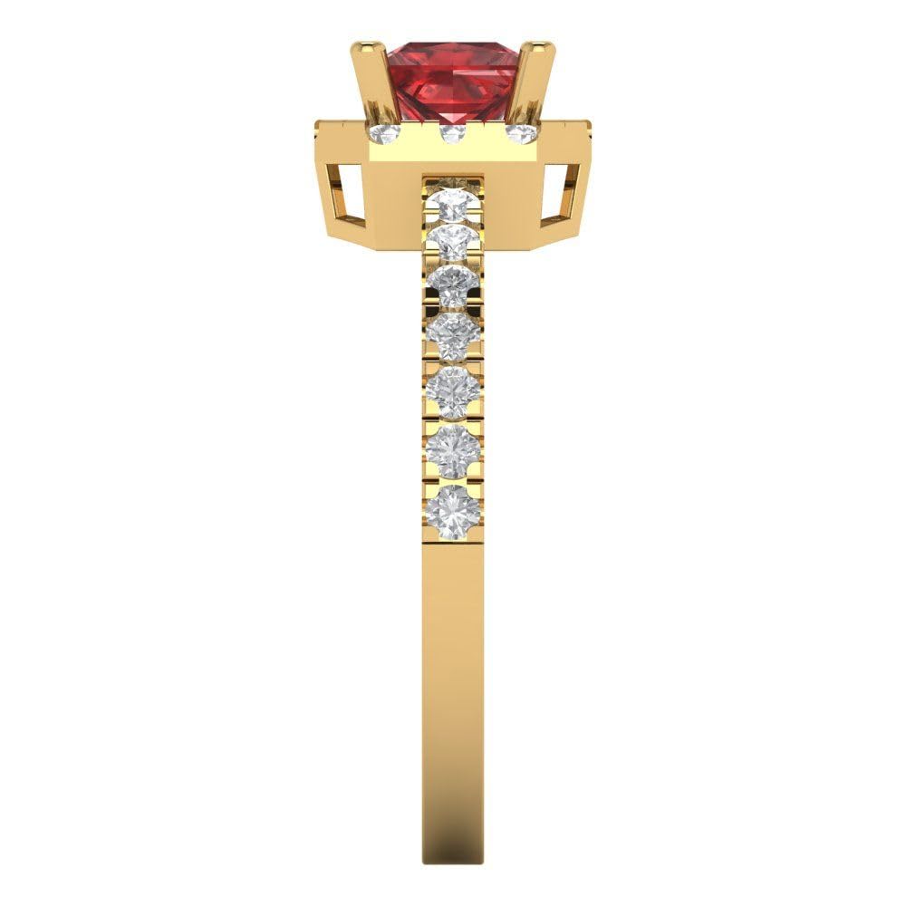 Clara Pucci 1.40 ct Princess Cut Solitaire Natural Garnet Designer Anniversary Bridal Engagement Ring 14k Yellow Gold