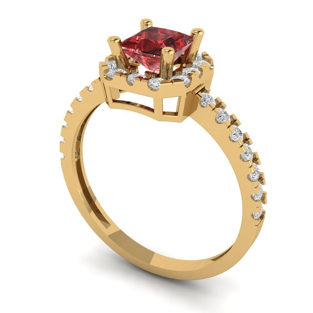 Clara Pucci 1.40 ct Princess Cut Solitaire Natural Garnet Designer Anniversary Bridal Engagement Ring 14k Yellow Gold