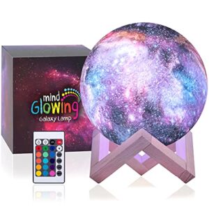 Mind-Glowing Galaxy Moon Lamp with 16 Colors, Touch/Remote, Wood Stand - Teen Girls Gifts Trendy Stuff - Birthday Gift for 6 7 8 9 10 11 12 Year Old Teenage Girl - Cool Night Light for Kids (5.9 inch)