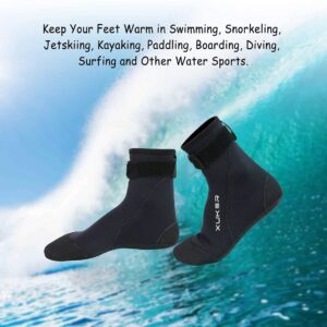 XUKER Waterproof Water Socks 3mm, Neoprene Sand Proof Beach Volleyball Soccer Socks Water Shoes Wetsuit Booties Men Women for Diving Swimming Surfing Snorkeling, Glued Blind Stitched High Cut