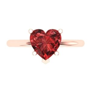 Clara Pucci 2.0 ct Heart Cut Solitaire Natural Deep Pomegranate Dark Red Garnet Bridal Designer Anniversary Engagement Ring 14k Rose Gold