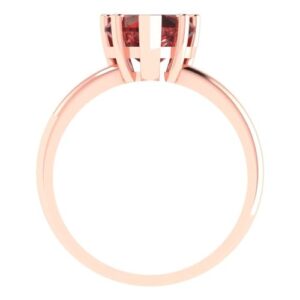 Clara Pucci 2.0 ct Heart Cut Solitaire Natural Deep Pomegranate Dark Red Garnet Bridal Designer Anniversary Engagement Ring 14k Rose Gold