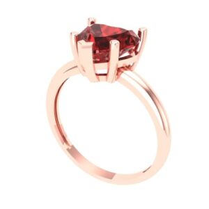 Clara Pucci 2.0 ct Heart Cut Solitaire Natural Deep Pomegranate Dark Red Garnet Bridal Designer Anniversary Engagement Ring 14k Rose Gold