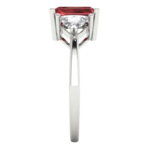 3.0ct Emerald cut 3 stone Solitaire Natural Garnet Designer Anniversary Bridal Engagement Ring 14k White Gold 7.5