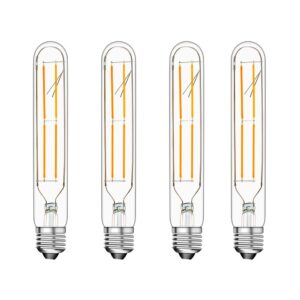 Gogailen ROUENOK Dimmable 6W Tubular LED Bulbs, T10 T30 LED Vintage Bulb 60 Watt Equivalent, Warm White 2700K, E26 Medium Base 600LM, 7.3 Inches Long Edison Style Filament Light Bulb, Pack of 4