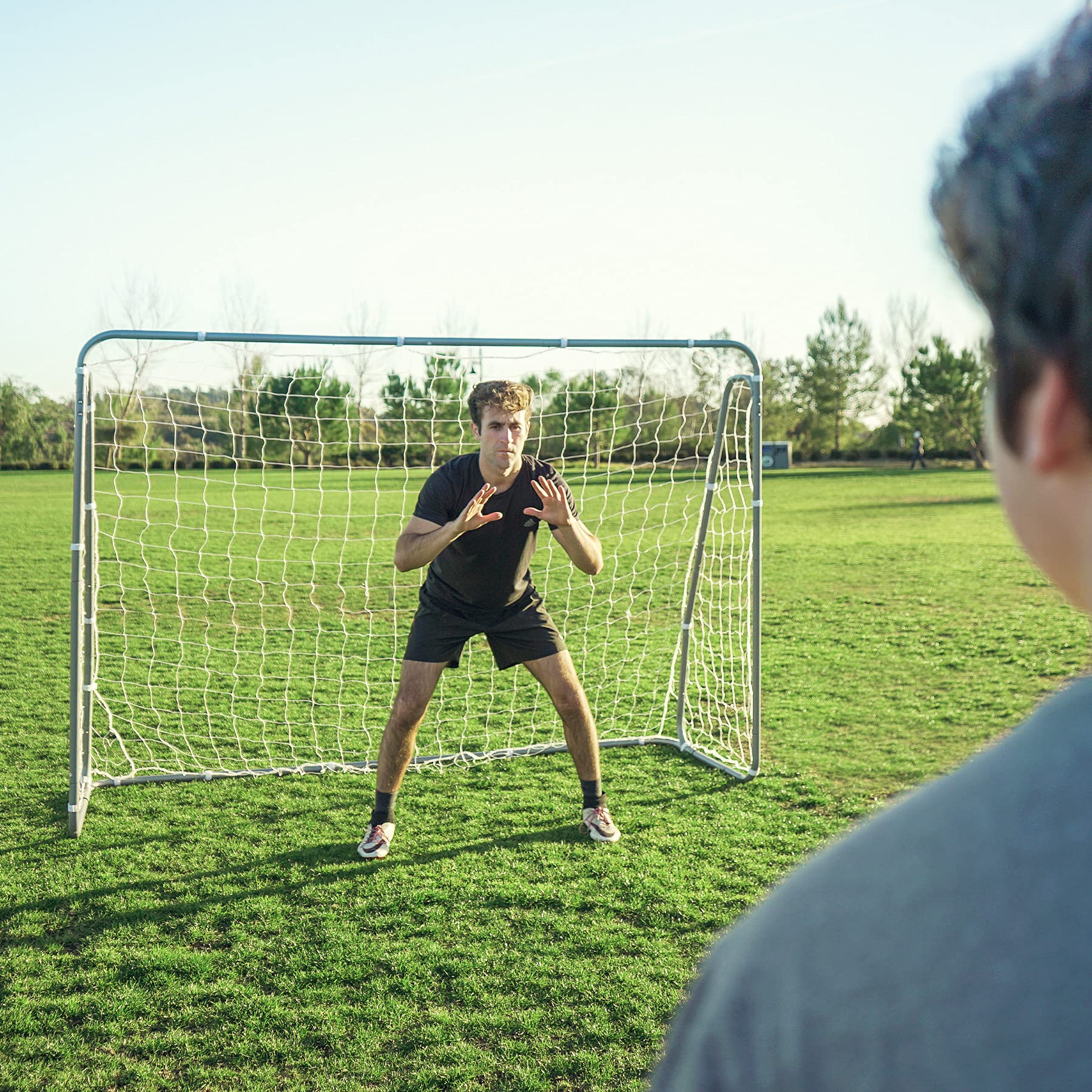 ZELUS Soccer Goal 8 x 5.6 ft, 2 in 1 Powder Coated Soccer Goal Frame with All Weather Net & Detachable Target Goal Net for improving Skills