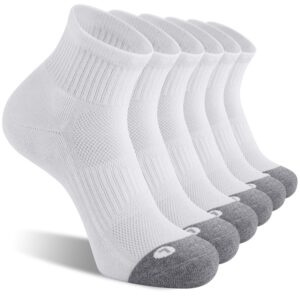 fitrell 6 pack men's ankle socks athletic cushioned sports running socks, shoe size 9-12, white