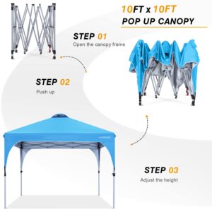 COOSHADE Pop Up Canopy Tent,Easy Setup Instant Sun Protection Beach Shelter,Portable Sports Cool Cabana(Sky Blue)