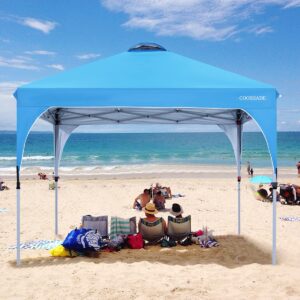 COOSHADE Pop Up Canopy Tent,Easy Setup Instant Sun Protection Beach Shelter,Portable Sports Cool Cabana(Sky Blue)