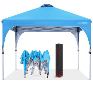 COOSHADE Pop Up Canopy Tent,Easy Setup Instant Sun Protection Beach Shelter,Portable Sports Cool Cabana(Sky Blue)