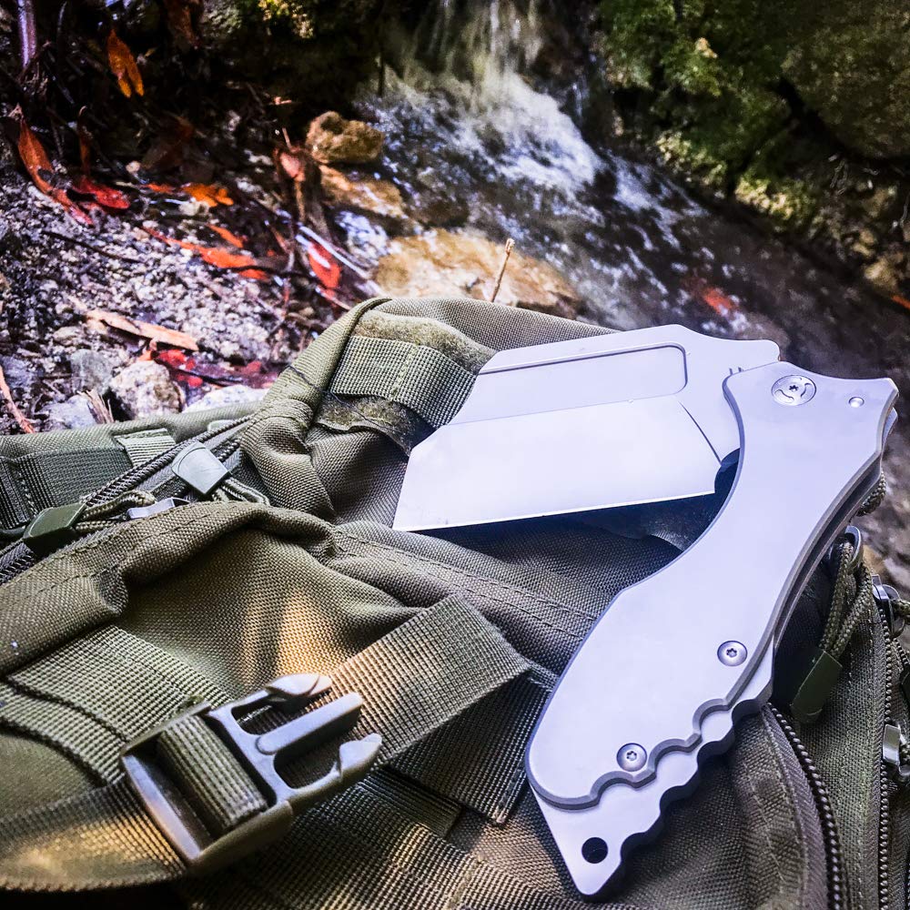 10.75" Extreme Giant Stainless Steel Tactical Folding Cleaver Knife Hunting Camping Outdoor