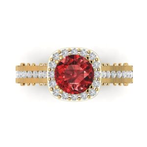 clara pucci 1.92ct round cut solitaire halo natural scarlet red garnet vvs1 designer modern statement accent ring solid 14k yellow gold