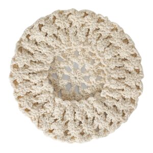 ZLYC Women Cotton Slouchy Crochet Beret Handmade Cutout Floral Beanie Hat (Beige)