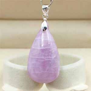 Genuine Natural Purple Kunzite Cat Eye Gemstone Water Drop Pendant 33x19x10mm AAAAA