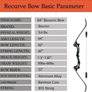 Topbows 64" Takedown Recurve Bow Metal Riser 30-60Lbs Right Handed for Archery Hunting (50Lbs)