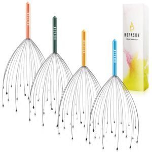 HOFASON 4PCS Head Massager Head Scratcher with 20 Fingers, Scalp Massager Christmas Gift Ideas Stocking Stuffers for Women Men, Massager Tool Bulk Set for Hair Growth and Body Stress Relax