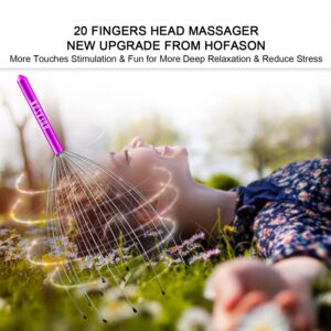 HOFASON 4PCS Head Massager Head Scratcher with 20 Fingers, Scalp Massager Christmas Gift Ideas Stocking Stuffers for Women Men, Massager Tool Bulk Set for Hair Growth and Body Stress Relax