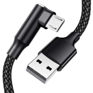 ewuonu micro usb 90 degree cable [2 pack 10ft] for fire 7 hd8, samsung tablets, galaxy s7 s6 edge j8 j7, xbox one, ps4 controllers, camera and more – right angled micro usb charging cable