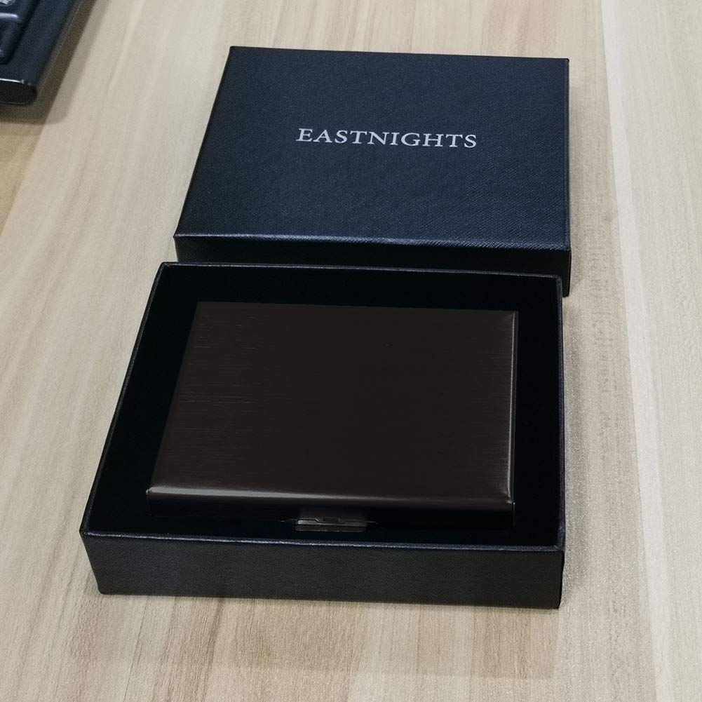 EASTNIGHTS RFID Credit Card Holder Protector Metal Credit Card Wallet Business Card Holder for Men Women Gift Box Package (Black)