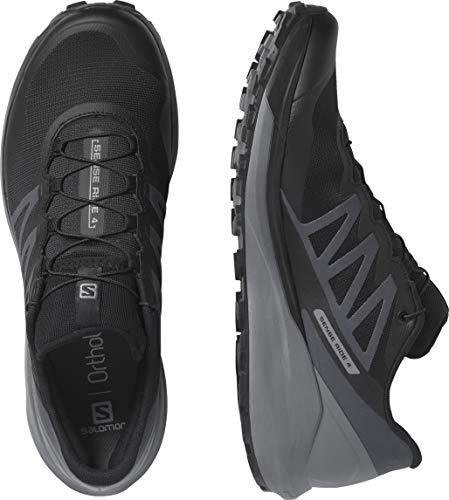 Salomon Sense Ride 4 Trail Running Shoes for Men, Black/Quiet Shade/Ebony, 12