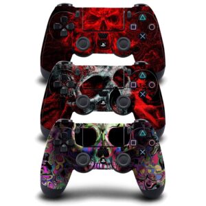 fottcz [3pcs] whole body vinyl sticker decal cover skin for ps4 controller - 3pcs. comb c