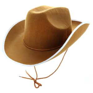 GiftExpress Adult Brown Felt Cowboy Hat, Western Cowboy Hat for Men/Women, Cowgirl Hat, Country Style, Rodeo Style Costume Hat