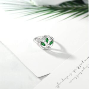 Gem Stone King 925 Sterling Silver Green Nano Emerald Family Tree of Life Ring For Women (0.60 Cttw, Gemstone May Birthstone, Available In Size 5, 6, 7, 8, 9)