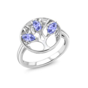 Gem Stone King 925 Sterling Silver Blue Tanzanite Family Tree of Life Ring For Women (0.75 Cttw, Gemstone December Birthstone, Available In Size 5, 6, 7, 8, 9)