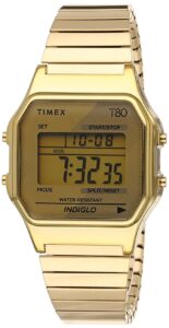 timex t80 34mm unisex-adult watch – gold-tone with stainless steel expansion band