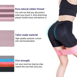 EILISON GLAMFIT Booty Resistance Bands for Women Legs and Butt (Set of 5), Exercise & Fitness Band - Cotton Loops Hip Thigh Glute Bands, Elastic Strength Squat Band (Level 5 - S - M - L- XL - XXL)