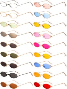 18 pairs vintage slender oval sunglasses small metal frames designer gothic glasses candy colors retro hippie eyewear for women men