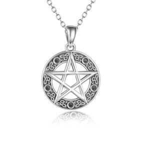 yfn pentacle necklace sterling silver pentagram pentacle pendant necklace wiccan jewelry for women men