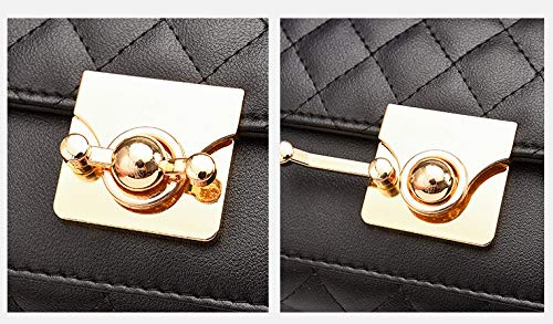 Hanbella Crossbody Purse for Women - Cute Quilted Leather Shoulder Bag with Gold Chain Strap for Teen Girls - Womens Clutch