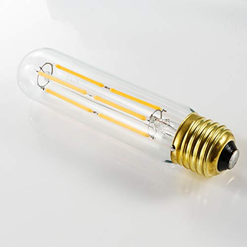 Leools T10 Led Bulb,Dimmable Tubular Vintage LED Edison Bulbs 6W,Equivalent 60 Watt,600LM,Warm White 2700K,Clear Glass,E26 Base Bulb, for Cabinet Display Cabinet etc,3 Pack.