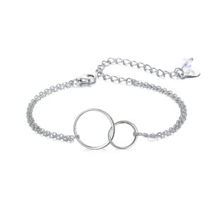 EVER FAITH Mother Daughter Bracelet 925 Sterling Silver Jewelry Gift Double Circles Two Interlocking Infinity friendship Sister Bracelet