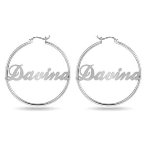 LeCalla Personalized Customized 925 Sterling Silver Name Click-Top Hoop Earrings for Women Teen